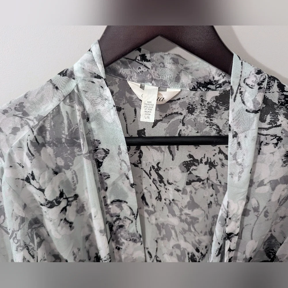⭐*New w/o Tags!* Soma Sage Watercolor Chiffon Short Robe/Kimono L/XL - Picture 4 of 5